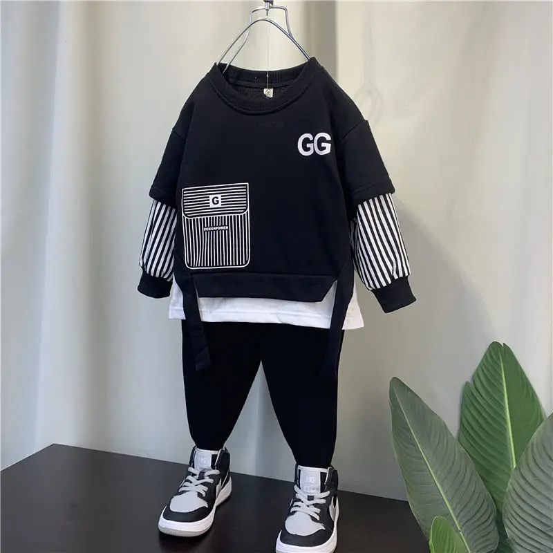 Boys' Suit Spring and Autumn Clothing 2022 New Children's Handsome Fashion Clothes Baby Autumn Online Red Ocean Style Sweater