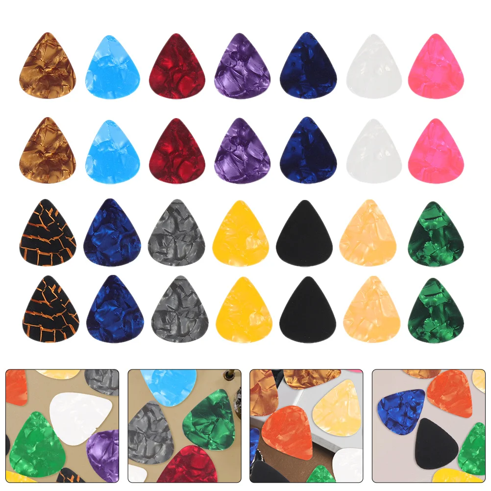 

30pcs Wooden Guitar Picks Thick Acoustic Electric Bass Ukulele Variety Pack Bulk Triangle Finger Thumb Picks For Folk Rock Music