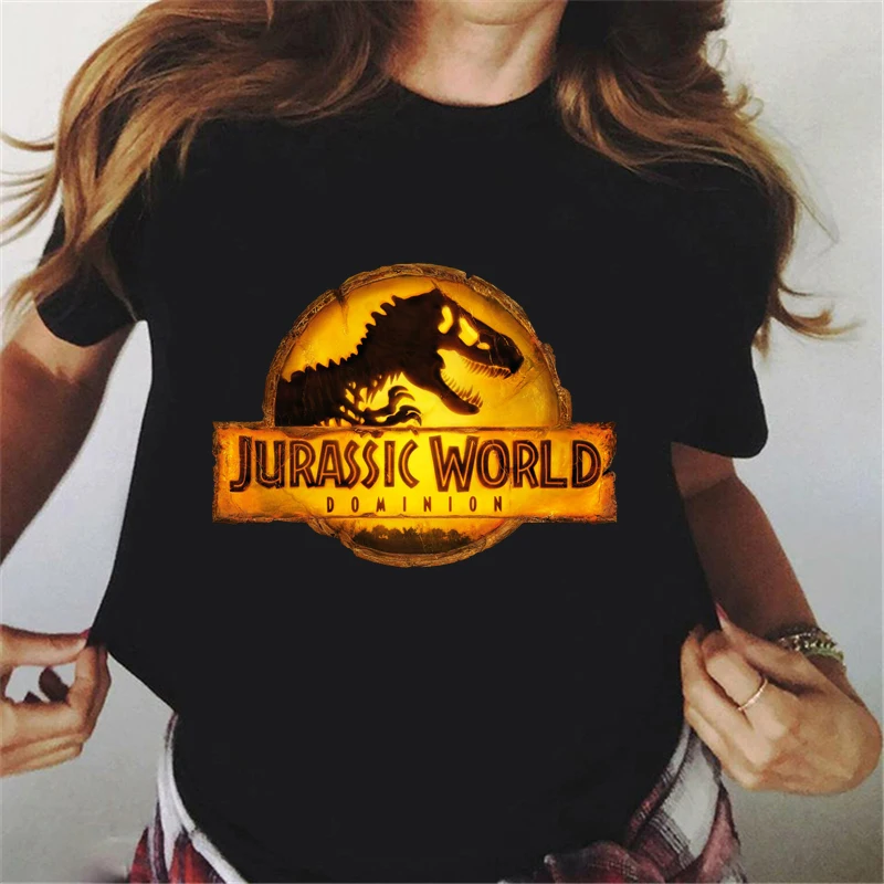 Camiseta feminina do domínio jurássico do mundo, Owen Grady, estampa gráfica de dinossauro, roupas femininas, blusa feminina de manga curta, novo filme, 2024