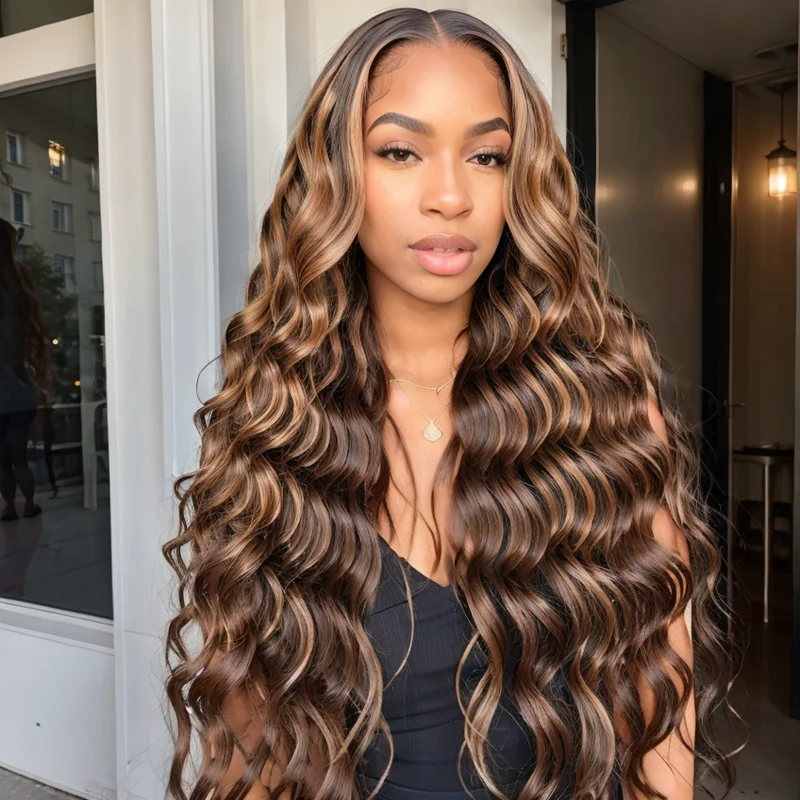 13x4 Body Wave Frontal Wigs Human Hair 250% Density 4/27 Colored Honey Blonde Lace Front Wig for Women 32 Inch Honey Wigs