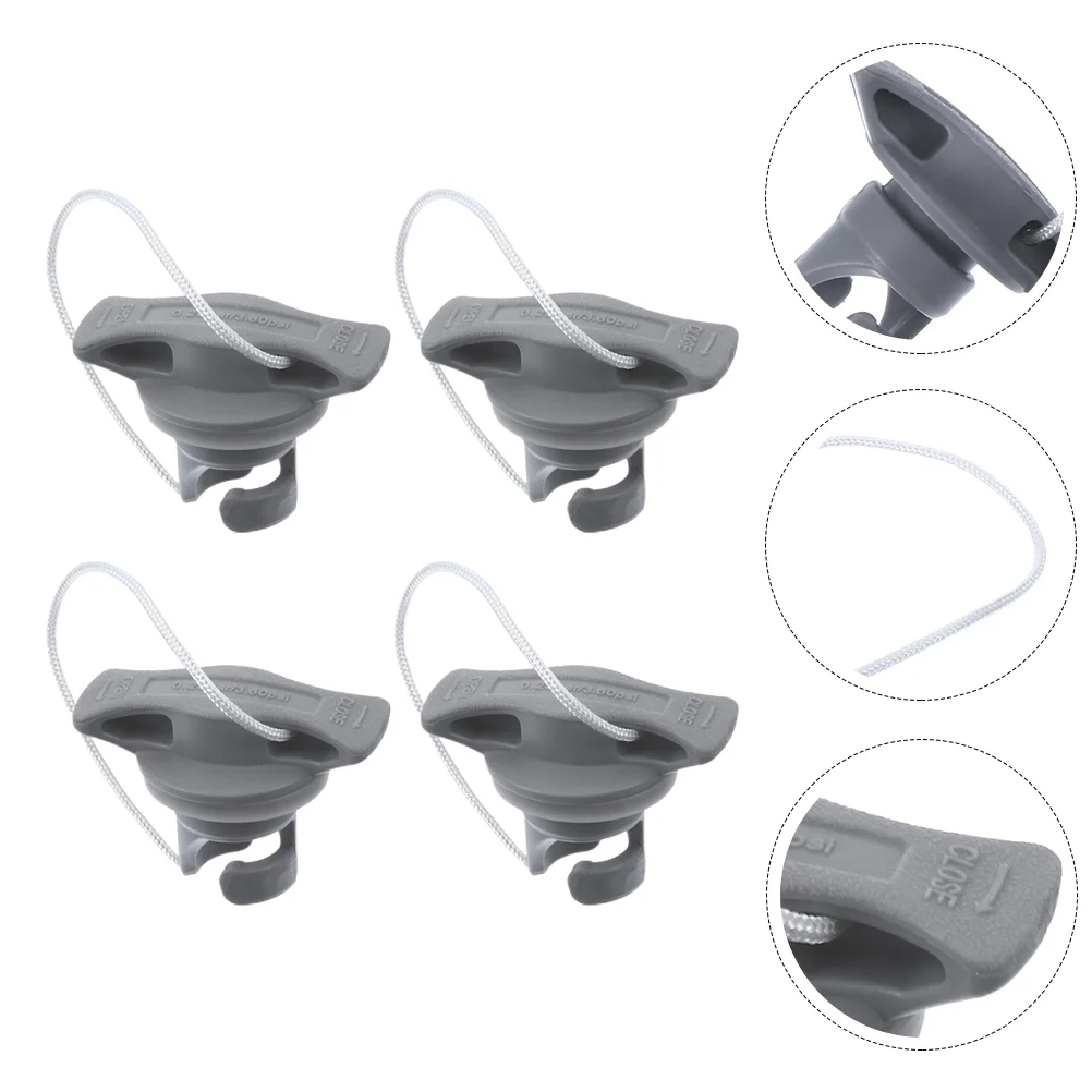 4 Pcs Trailer Plug Kayak Air Valve Cover Pump for Inflatables Portable Valves Caps Vent Plugs Grey Pvc Boat