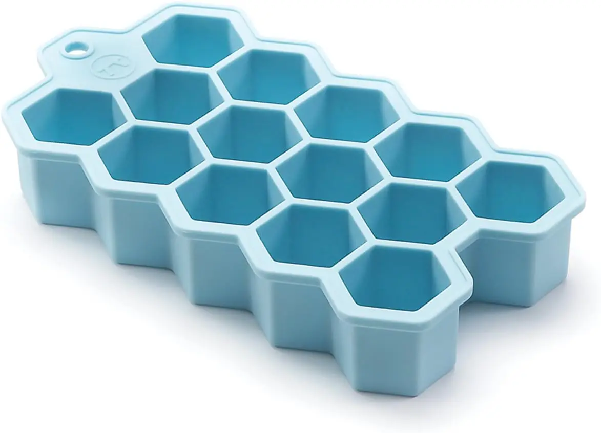 

Large Hexagon Silicone Ice Cube Tray, Fun Blue Mold for Drinks
