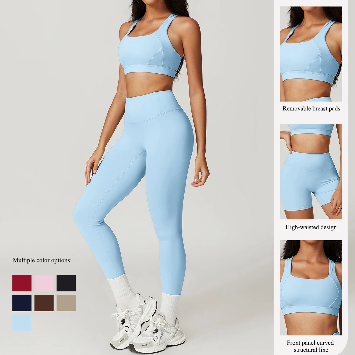 Summer Women's Cross-Back Two-Piece Sports Set Comfortable Yoga Fitness Wear Athletic Apparel Bra And Workout Clothing Set