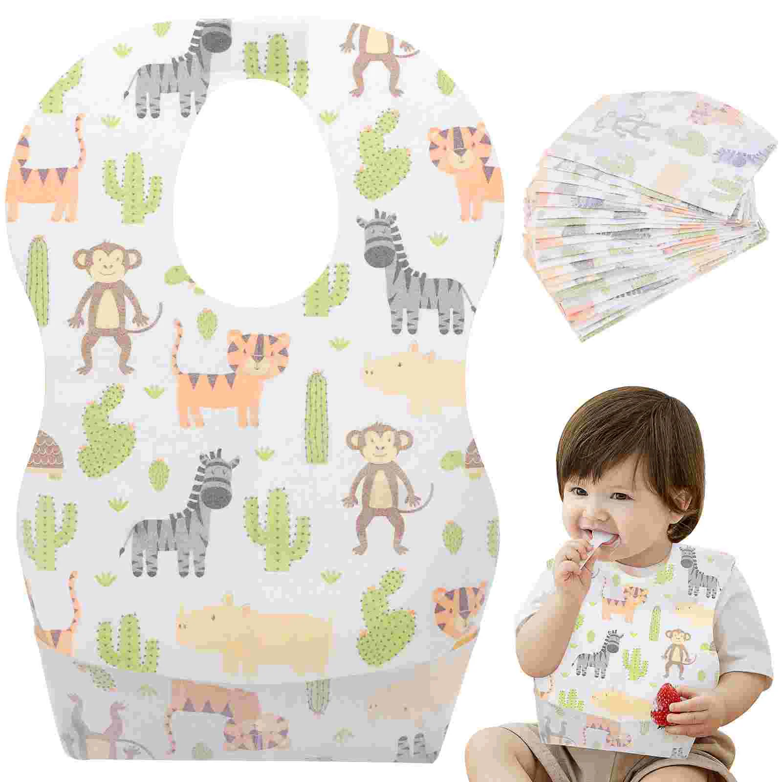 

20 Pcs Waterproof Bib Attractive Bibs Baby Portable Classic Pattern Dining Vivid