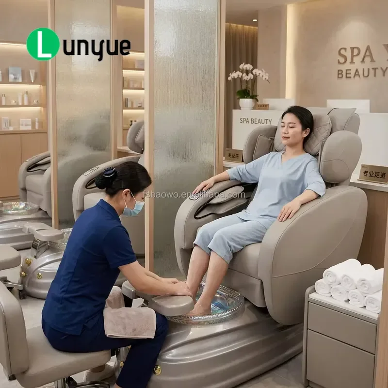 Durable PU Leather Professional Pedicure Chair with Massage Function for Nail Spa Beauty Shop Furniture Wholesale
