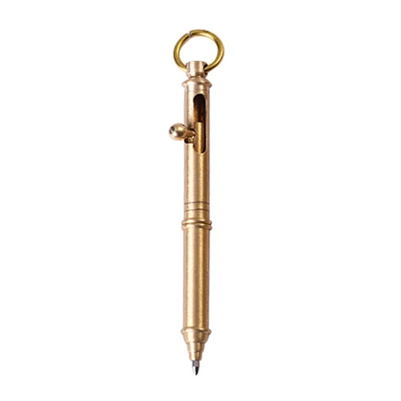 Brass Ballpoint Pen Action Pen Ballpoint Pen Metal Pen Self-protection Metal Pens with Key Ring for Adult