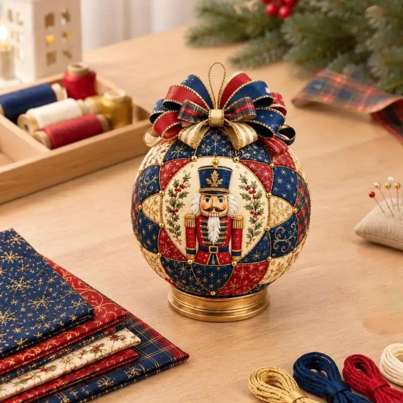 Patchworks Holiday Ornaments Set, Semi-Finished Christmas Craft with Edging Tool, Hanging Cord, and Chinese Instructions 55KF