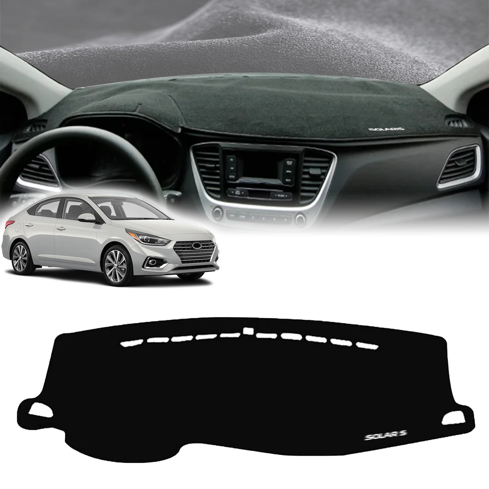 

fit for Hyundai Accent HC Solaris 2 2021-2017 LHD Dashmat DashMat Sunshade Dashboard Cover Pad Protective Carpet Car Accessories
