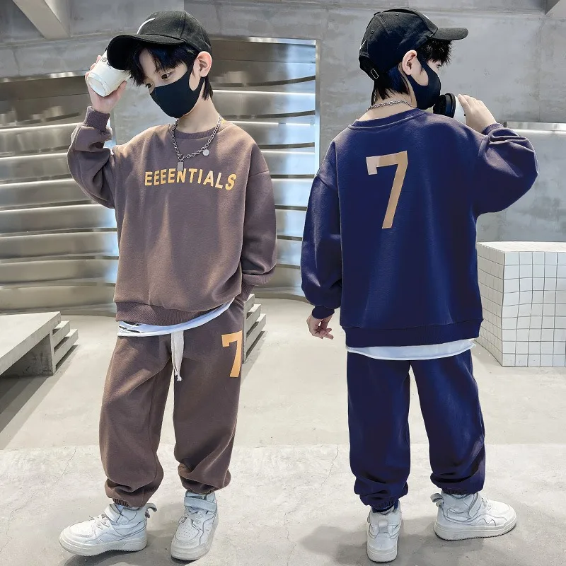 

Autumn Children Boy Clothes Set Teenage Girls Letter Printed Hoodies Sweatshirts Pullover Top and Pants Bottom Suit Tracksuits