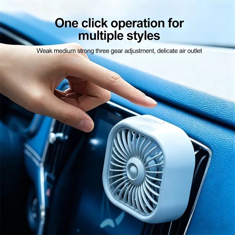 Mini Car Fan Usb Charging Car Air Outlet Electric Fan Multifunctional Led Light Seven-Blade Turbo Fan Car Electronic Supplie