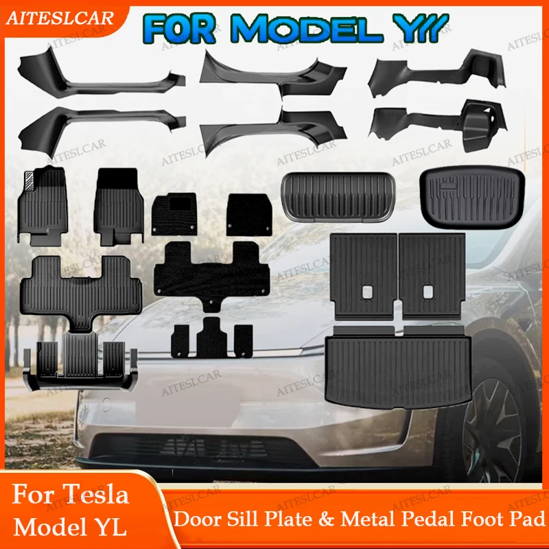 

For Tesla Floor Mat Model Y L 2026 Car Trunk Mat Set Luggage Mat TPE waterproof Anti-Slip Set LHD Floor Liner Mat Accessories