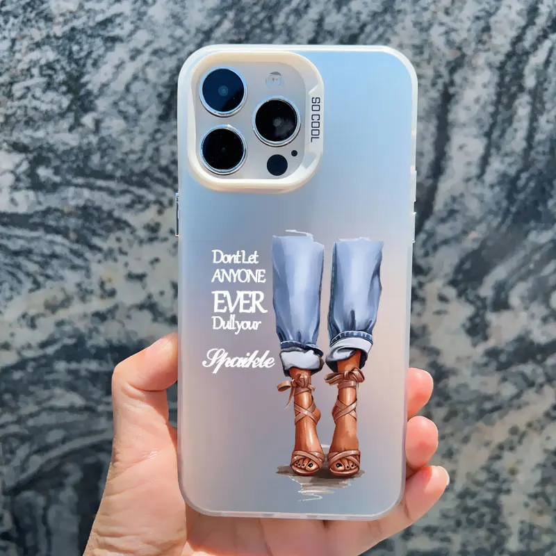Girl Boss Weibliche Kaffee Handyhülle für iPhone 15 14 Plus Pro Max 17 16 13 Mini 12 11 Pro Max Muster stoßfeste Laserabdeckungen – Detail 3