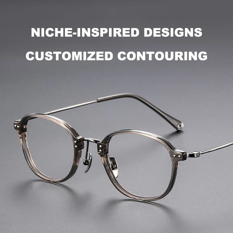 

Ultra-Lightweight Oval-Frame Retro Glasses Frames Acetate Pure Titanium Designer Eyewear Literary And Fashionable Eyeglasses