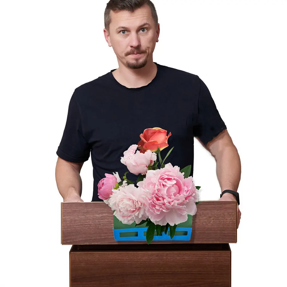 Podium Flower Stand Desktop Rack Bouquet Wedding Floral Holder Multifunctional Blue Hanging Railing Indoor Storage