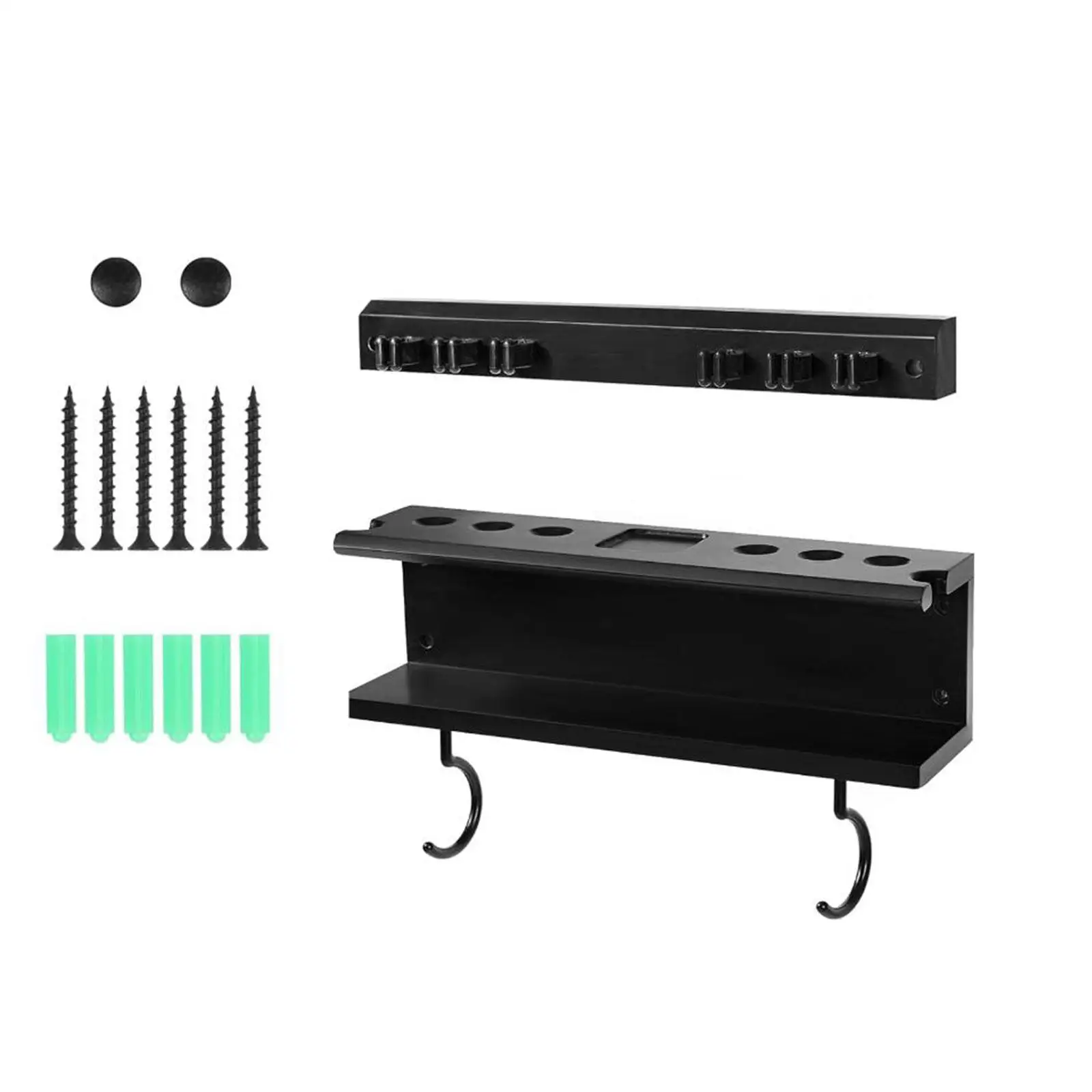 Pool Cue Rack Durable with 2 Hooks Wall Rack Pool Stick Holder for Community Center Players Clubs Family Recreation Room Sports