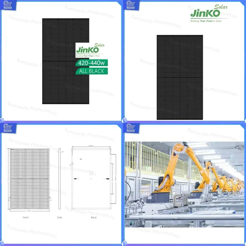 High Efficiency N Type All Black Solar Panel 420W 425W 430W 435W 440W MBB Half Cut Cell Bifacial PV Module for Rooftop
