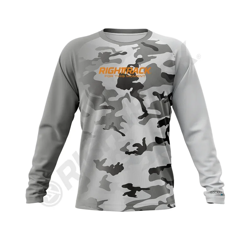 New Arrivals RIGHTTRACK Camo T-shirt Men's Long Sleeve Fishing Clothing Mesh UPF50  UV Hunting Climbing Camping Hiking Apparel