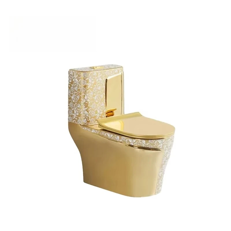 

Deluxe Sanitary Ware Integrated Toilet Floor-to-ceiling basin and Color gold Bathroom set