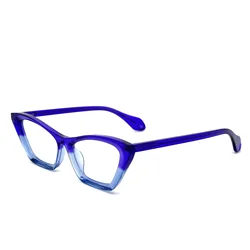 Theo Belgium Designer Cat Eye Shape Purple With Blue Acetate Glasses Eyewear Spectacle Frame Men Women Eyeglasses Mille+89