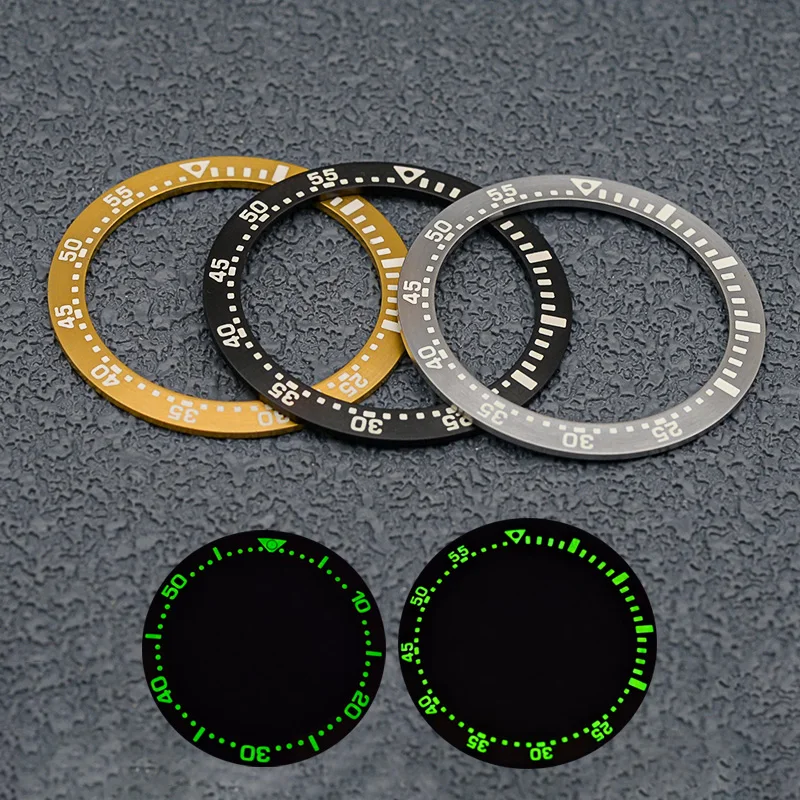 

Green luminous Flat Stainless Steel Bezel Insert Ring Mod Size 38*30.5mm Fits for SPB185 Men Diving Watch Case Repair Parts