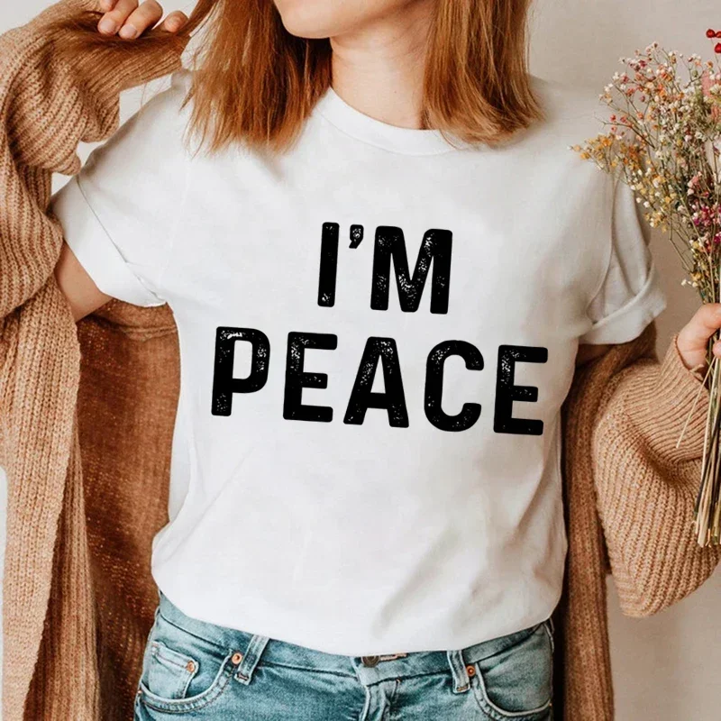 Ich komme in Frieden, ich bin Frieden Lustige Partnerlook-Shirts „Ich komme in Frieden“ Partnerlook Damen T-Shirt Liebhaber Herren T-Shirts Tee Y2K Kleidung – Detail 4