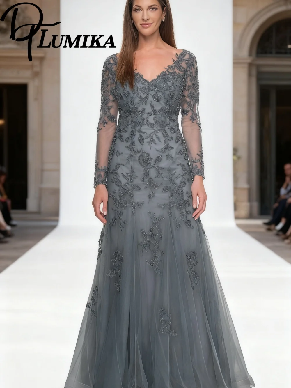 

Elegant Bride's Mother Evening Dress Stylish Lace Party Dress Romantic A-Line Floor-Length Dinner Gown Customized