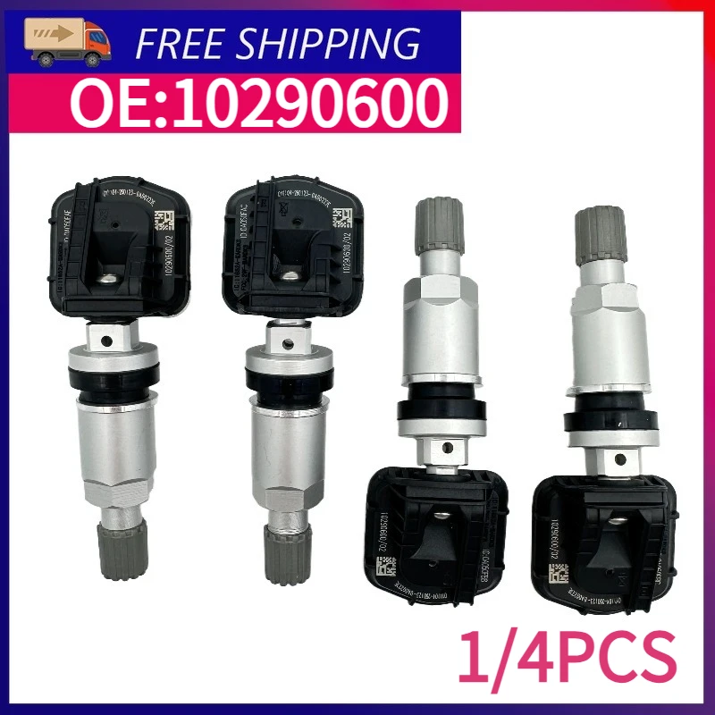 Sensor de Monitoramento de Pressão dos Pneus 1/4PCS 10290600 433MHZ TPMS para MG 3 5 eMG6 Gs HS MG6 Marvel R ONE Zs Acessórios para Carros