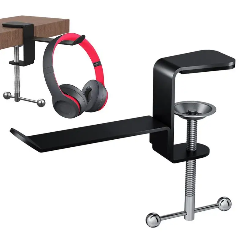 Pc Gaming Headphone Stand Metal Headset Hanger Hook Holder Adjustable Rotatable Arm Clamp Under Desk Space Save Clip Mount