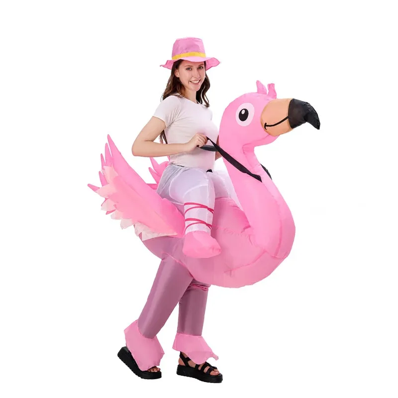 Disfraz inflable de flamenco, mascota navideña, disfraz de Halloween para mujeres, adultos, niños, mascota de dibujos animados de Anime, Cosplay para fiesta