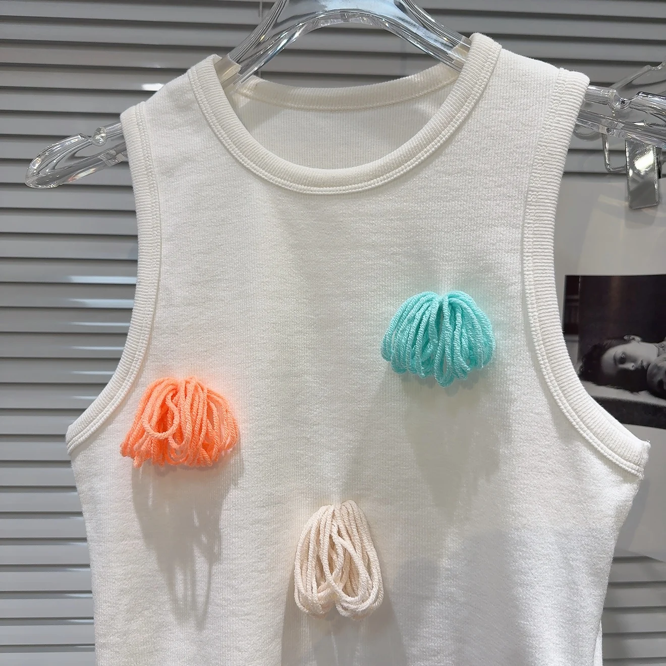   니트 볼 3D 장식 슬림핏 조끼 티셔츠 스트리트 스포츠 길이 풀오버 단색 개인 디자인