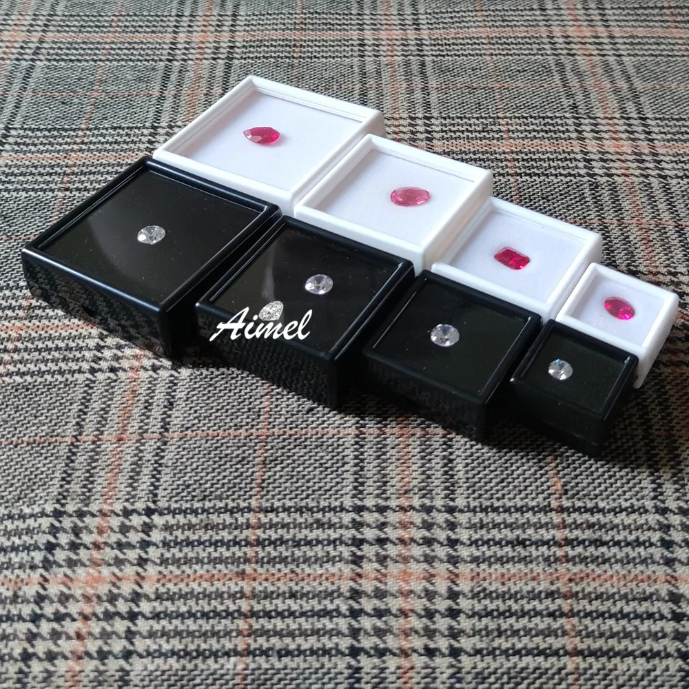 Square Gemstone Jewelry Display Box Loose Diamond Packaging Case Earring Bead Pendant Holder Gem Storage Container 1Pc