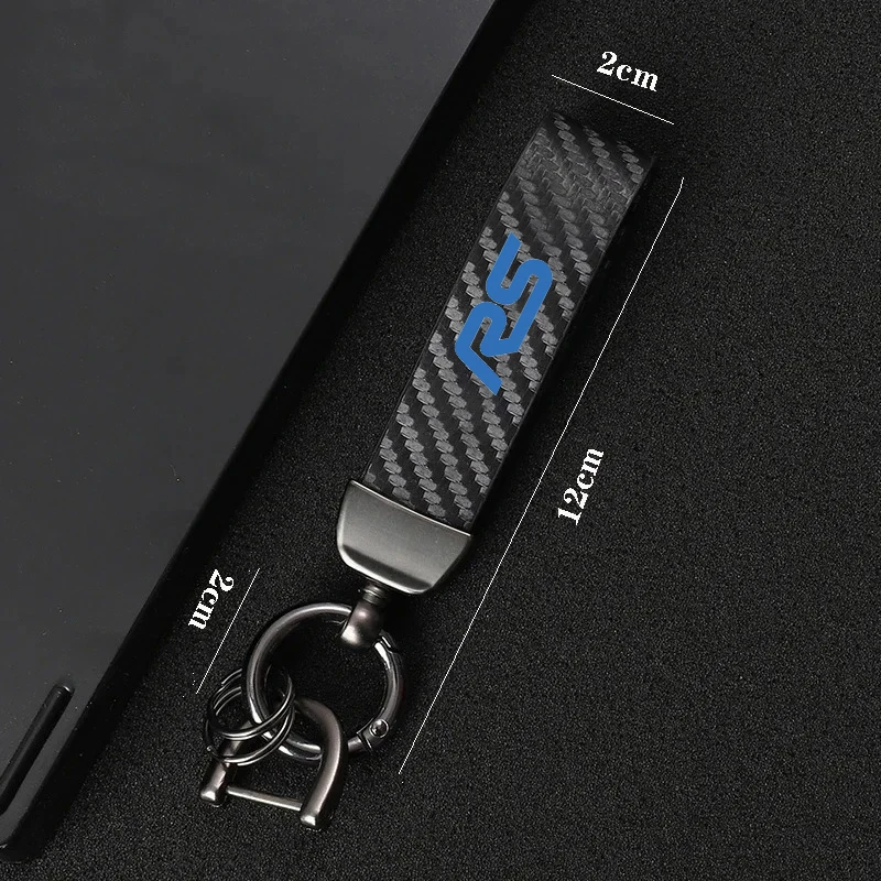 سيارة ألياف الكربون نمط المفاتيح ستوكات الجلود مفتاح سلسلة RS شعار لفورد فوكس MK2 MK3 فييستا كوغا بوما اكسسوارات