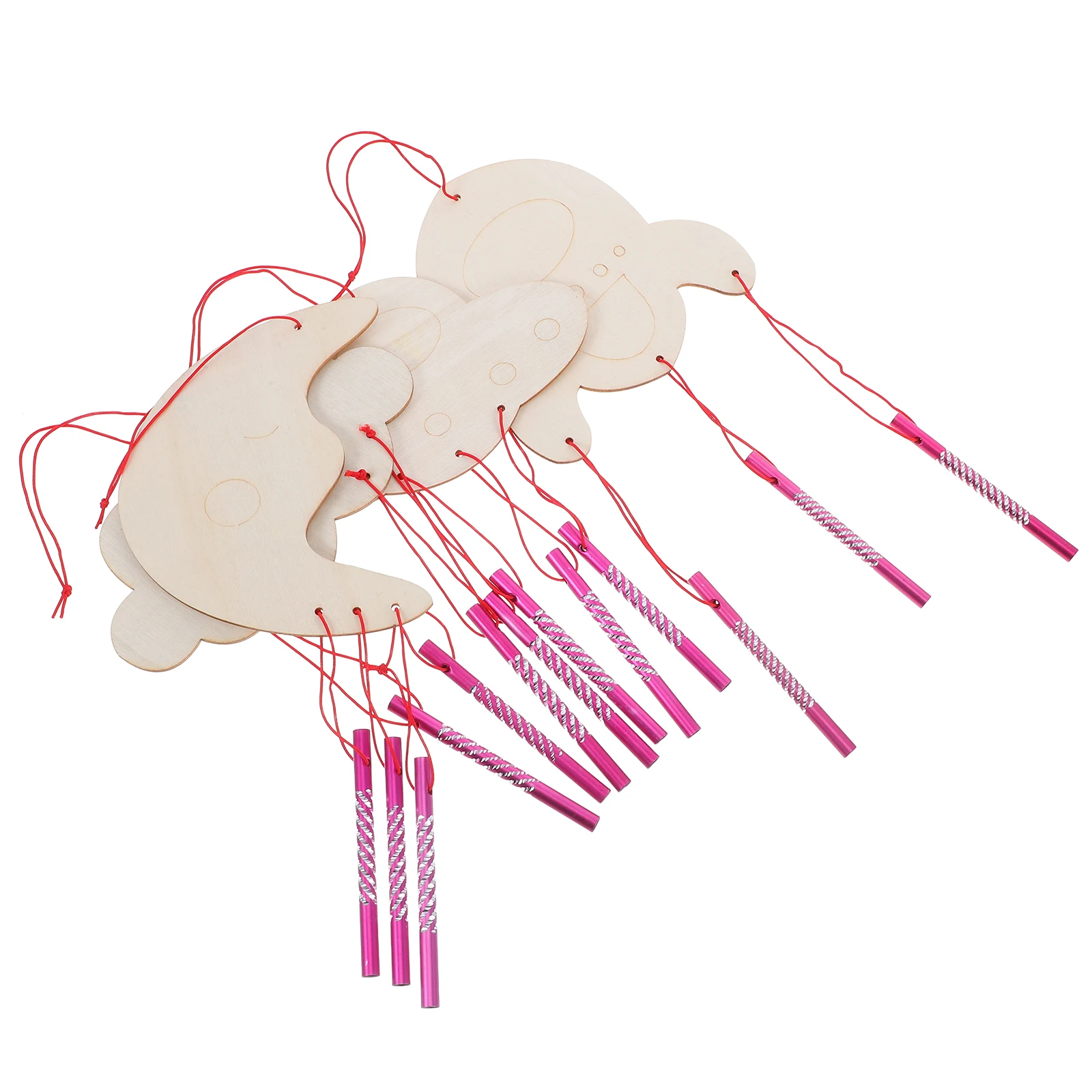 

4 Sets Creative Coloring Wind Chime Kits Wooden DIY Craft Supplies Paintable Decor Indoor Outdoor Activities Child Friendly H