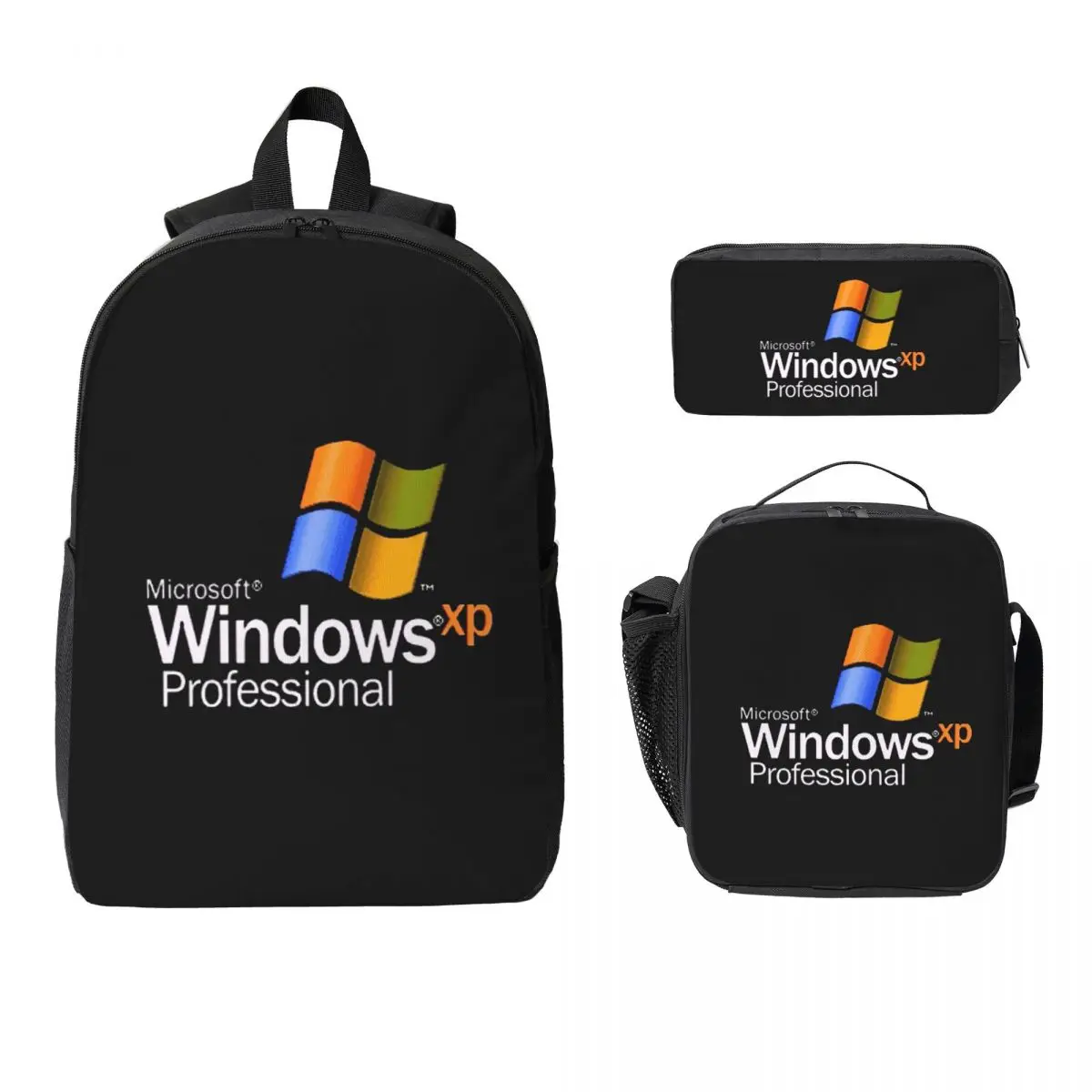 

Рюкзак Windows XP, студенческий рюкзак для мальчиков и девочек, школьная сумка, сумки на плечо для ноутбука, 3 шт., изолированная сумка для обеда, пенал