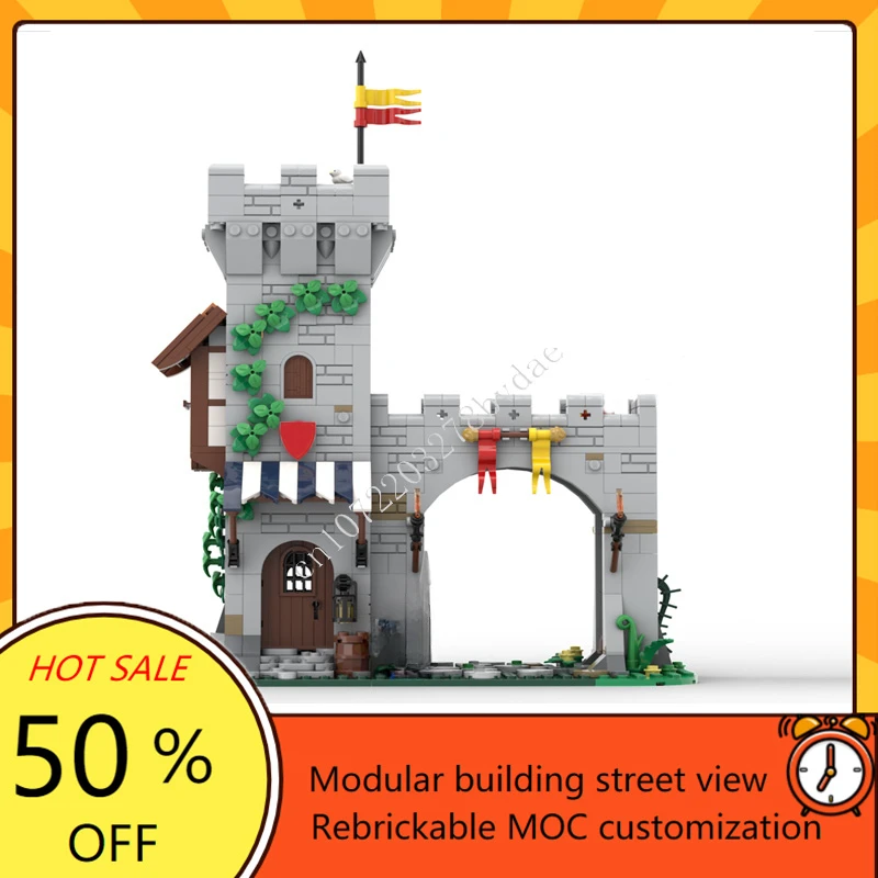 755PCS MOC Medieval Castle Building Block Model Lion Knight's Modular Town Gate Technical Brick DIY Toy For Child Holiday Gifts