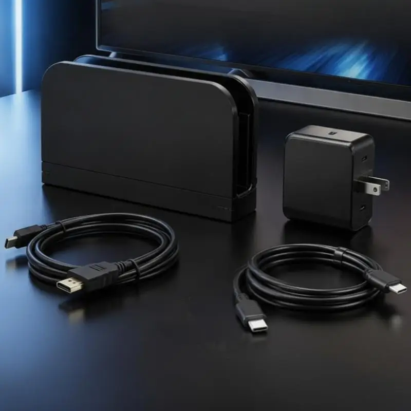 Switch 2 TV Charging Dock Station Portable Anti-scratch Black Charger Stand Compatible for Travel Desktop Gaming Use