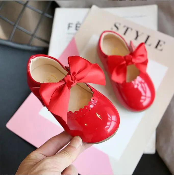 Spring Autumn Baby Girls Shoes Cute Bow Fashion Leather Princess Shoes Solid Color Kids Gilrs Dancing Shoes Walkers Leather shoe