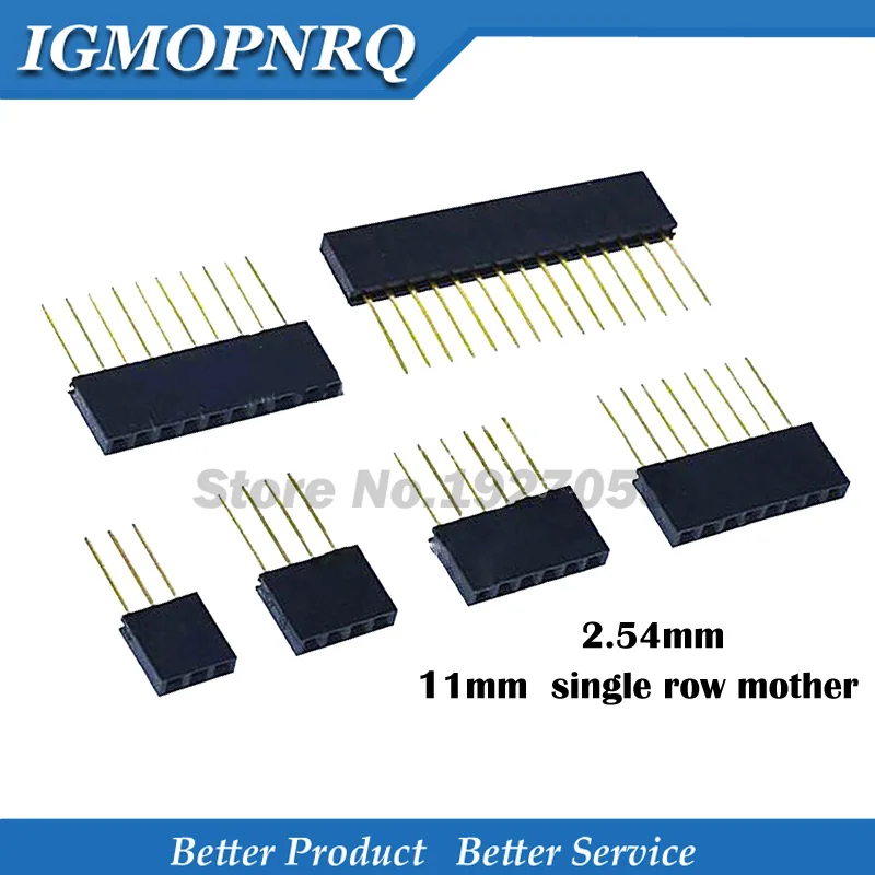 2.54mm Single Row Female Long pins 11mm Breakaway PCB Board Pin Header socket Connector 2 3 4 6 8 10 15PIN For Arduino