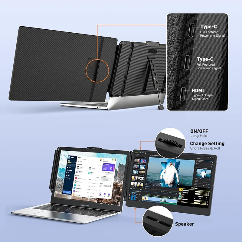 S1 Laptop Screen Extender 14'' FHD 1080P IPS Ultra-thin Dual Monitor Display Portable Monitor for Laptop