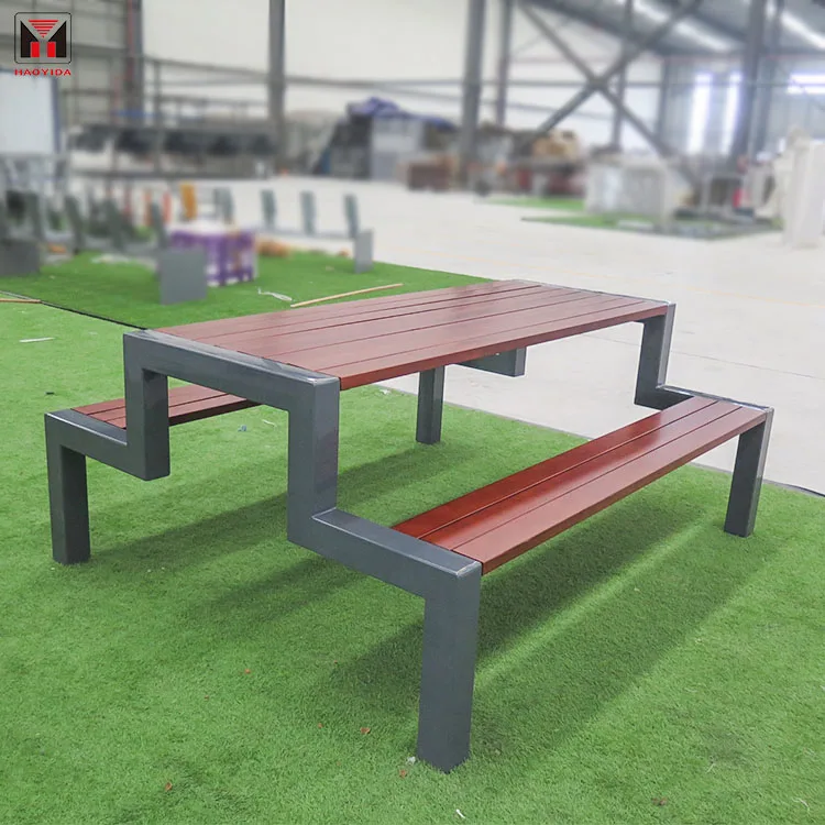 

Manufacture Modern PS Wood Top Galvanized Steel Frame Commercial Grade Waterproof Anti-Rust Outdoor Table