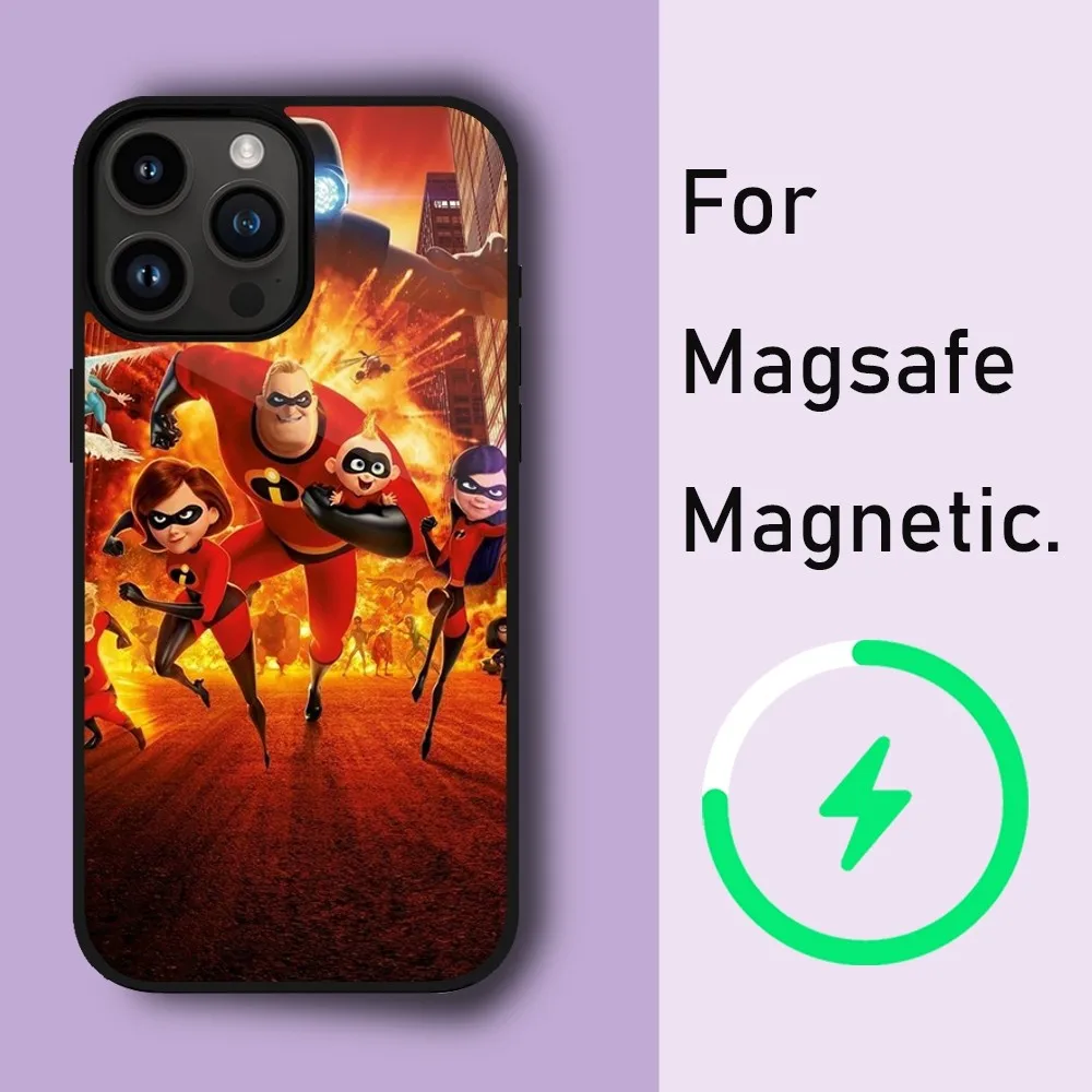 MINISO DISNEY Incredibles Phone Case For iPhone 15 14 13 12 11 Pro Max Plus Phone Magnetic for Macsafe Cases Cover