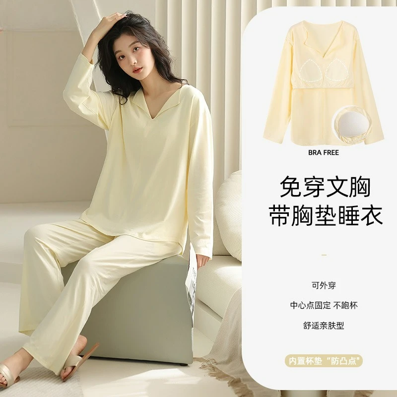 

Modal Pure Cotton Thin Summer Postpartum Sleepwear with Chest Pad Lactation Nightgown High Elasticity Sweat Absorption