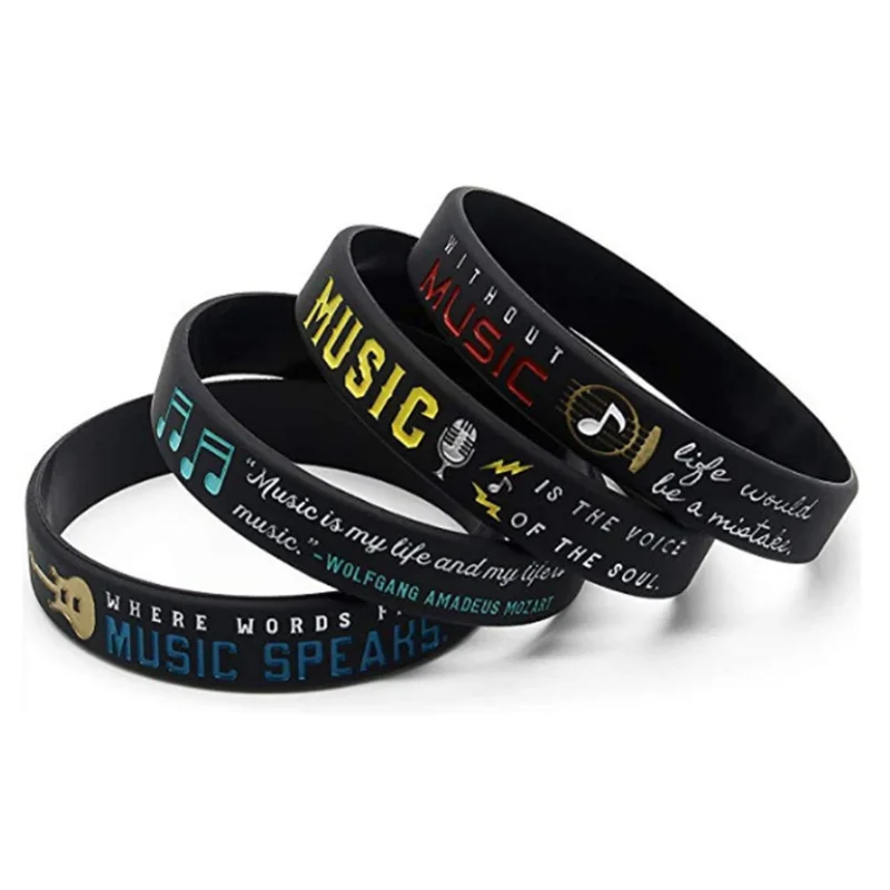 1pc/4pcs rock music musician rapper rubber bracelet silicone wristband