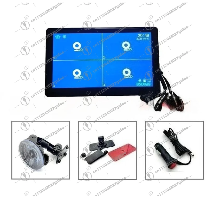IPS 4Ch HD 1024x600P TFT LCD Car Monitor Quad Split Headrest Monitor 4 Channels with Recording Function USB Port