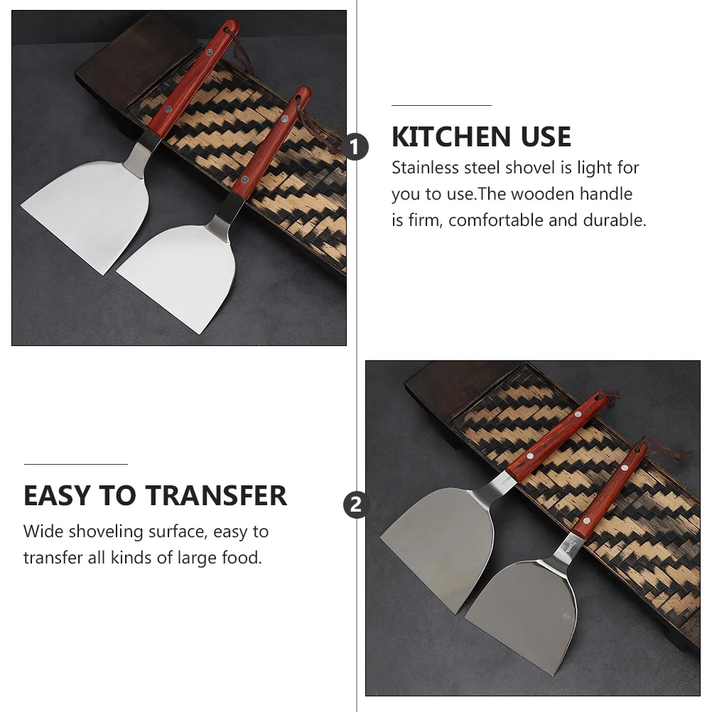 

1Pcs Stainless Steel Pizza Shovel Stable Reliable Wooden Handle Kitchen Tool Pancake Transfer Tool Metal Pizza Peel