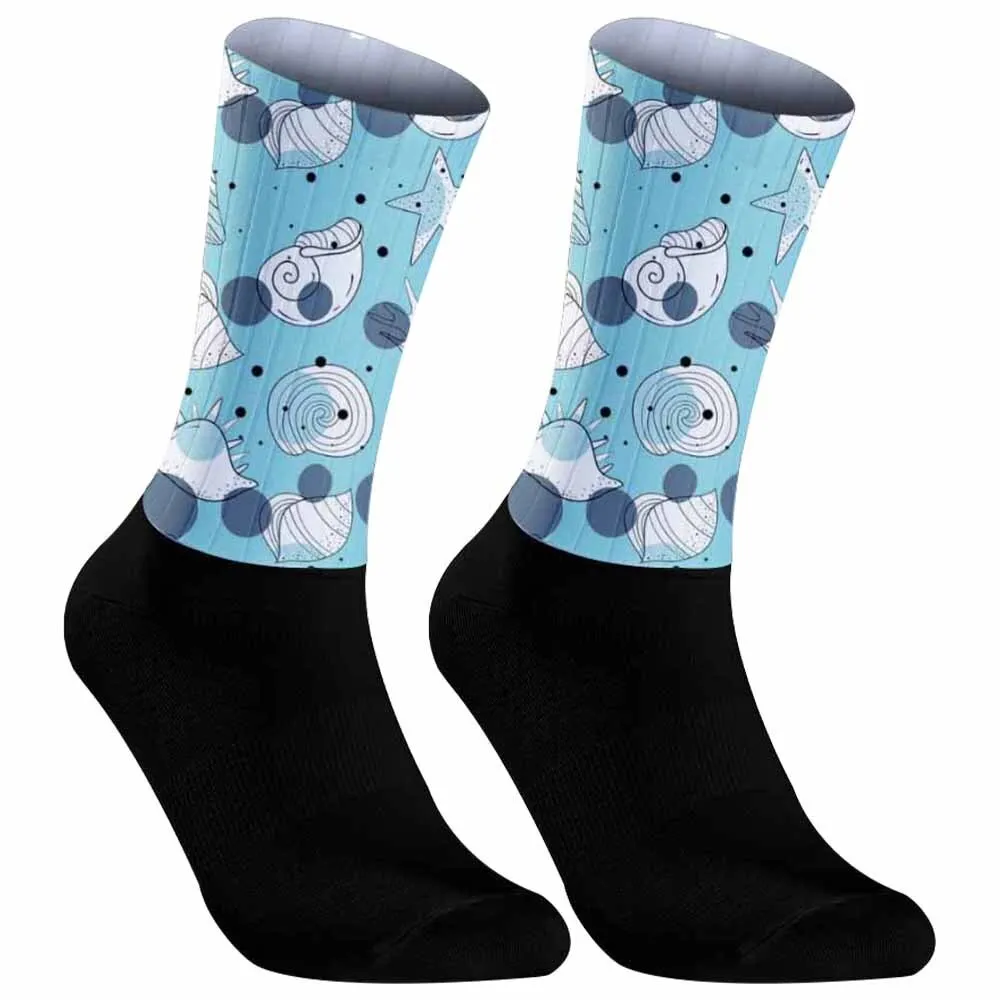 breathable non-slip silicone sports bike running socks Cycling socks New Pirate pattern of conch fish Socks Christmas Socks