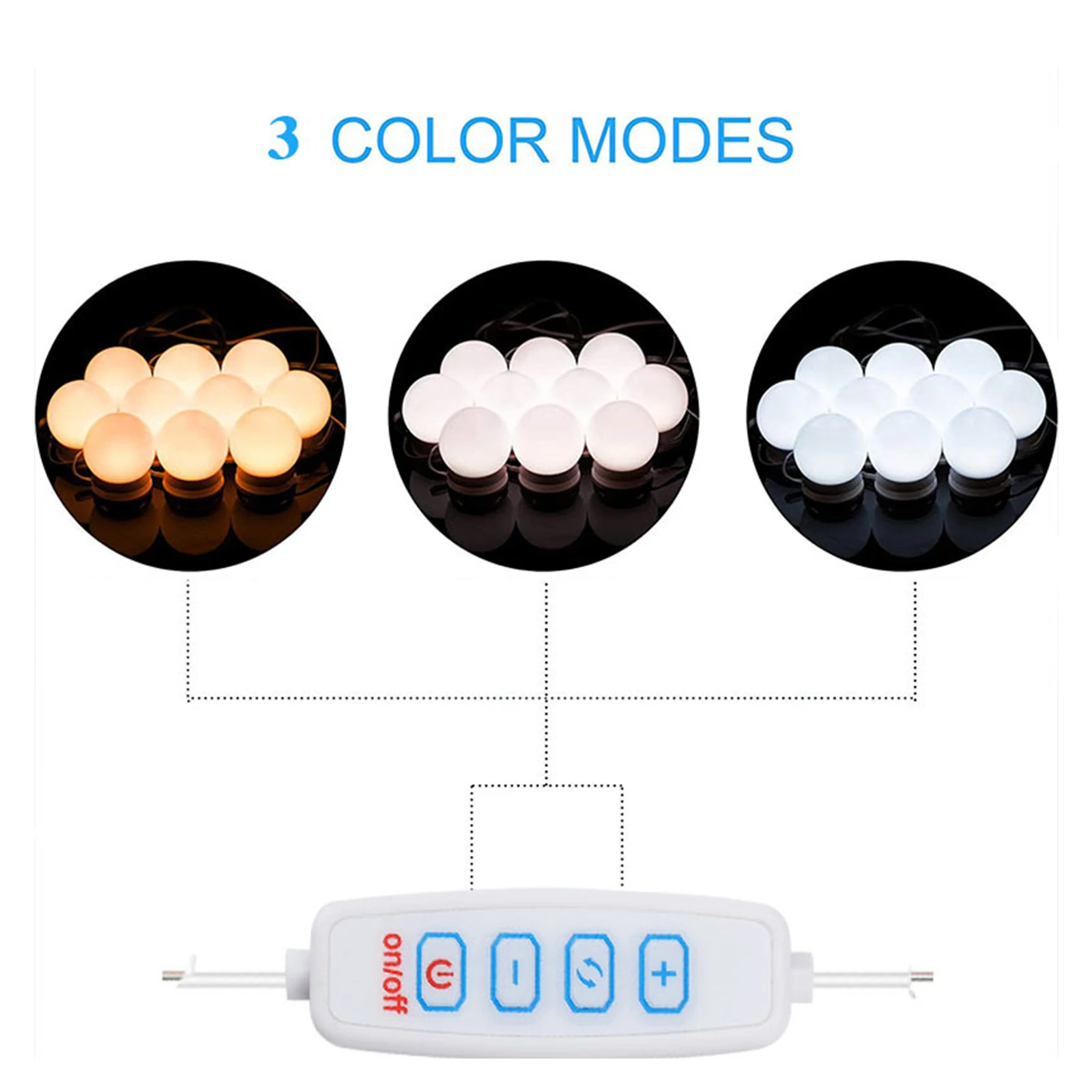 USB LED المرآة البالونية ضوء لمبة عكس الضوء مرآة ماكياج أضواء خلع الملابس الخفيفة مع 3 درجات حرارة اللون 10 مستويات السطوع #4