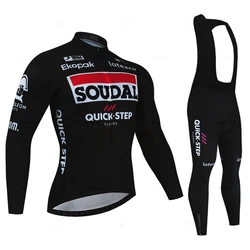 Soudal Quick Step Team Cycling Jersey Set Spring Autumn Men MTB Ropa Maillot Ciclismo Long Sleeve Bicycle Clothing Bike Uniform