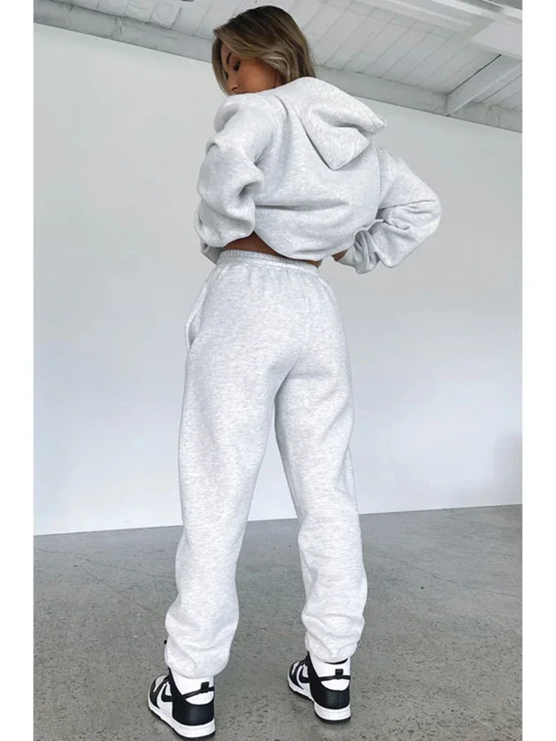 Streetwear 2-teiliges Set Damen Outfit Herbstkleidung Damen Kapuzenpullover Sweatshirt Top und Hose Sets Lässige Trainingsanzüge Damen Set