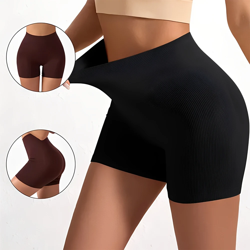 Shorts femininos canelados com zero transparência para academia, sem transparência para treino seguro e confortável